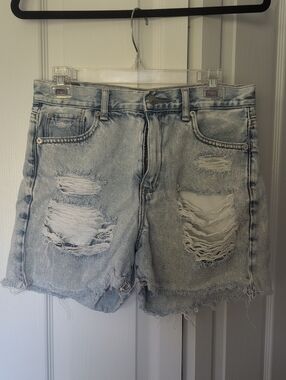 American Eagle Outfitters Light Blue Distressed Denim Shorts